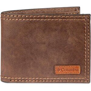 Men's Dark Tan Imported Solid RFID Slim Bi fold Wallets